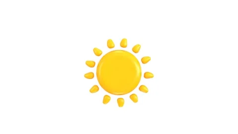 Yellow sun icon animation 3d render Stock Footage 312228466