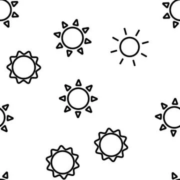 Yellow Sun Icon Seamless Pattern 스톡 일러스트