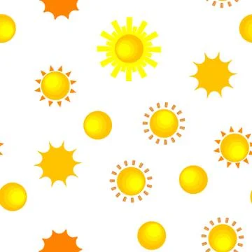 Yellow Sun Icon Vector Seamless Pattern Stock Illustration