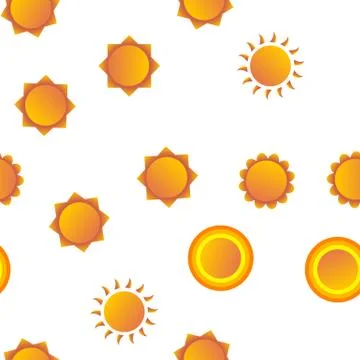 Yellow Sun Icon Vector Seamless Pattern Stock Illustration