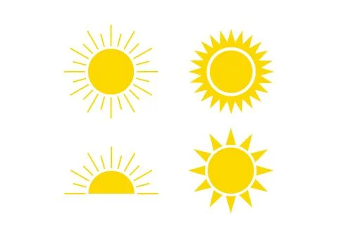 Yellow Sun Icons  Abstract Radiant Symbol Set in Grid Layout Stock-Illustration
