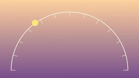 Yellow sun indicator on half semicircle gauge background Stock Illustration