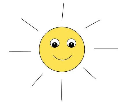 Yellow sun isolated on a white background Stock Illustration