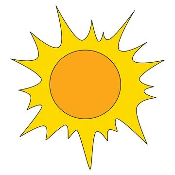 Yellow sun isolated on a white background Stock Illustration