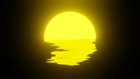 Yellow Sun In Ocean Animation Loop Stock Footage 224158783