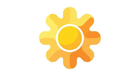 A yellow sun with orange gradient rays Ilustração Stock