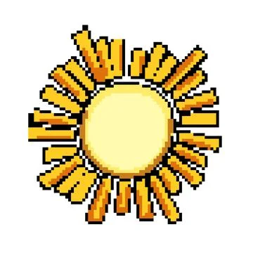 Yellow sun pixel art vector illustration Stock Illustration