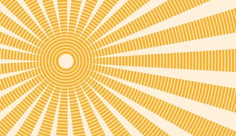 Yellow sun rays abstract background with concentric circles and radial stripes 스톡 일러스트