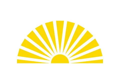 Yellow Sun Rays  Abstract Sunrise Symbol with Semicircle Design Stock-Illustration
