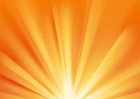 Yellow sun rays background with warm orange flare Stock Illustration