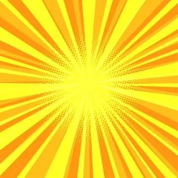 Yellow sun rays pop art background Stock Illustration