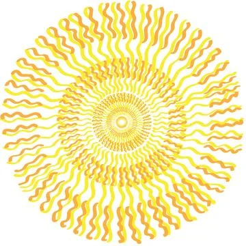 Yellow sun with rays on a white background Stockillustratie