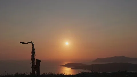 Yellow Sun &amp; Saxophone Stock Footage 94460705
