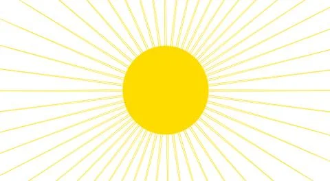Yellow sun with thin rays Illustrazione stock