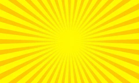 Yellow sunbeams vector sun rays background pop art Illustrazione stock