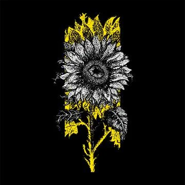 Yellow Sunflower Dotwork Illustrazione stock