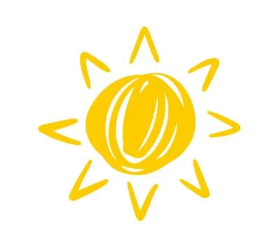Yellow suns in Flat design isolated white background. funny icons sun doodle Stock Illustration
