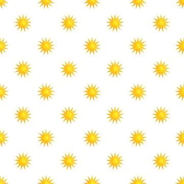 Yellow suns forming seamless pattern on white background Stock Illustration