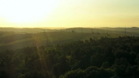 Yellow sunset in the countryside Stock Footage 119257223