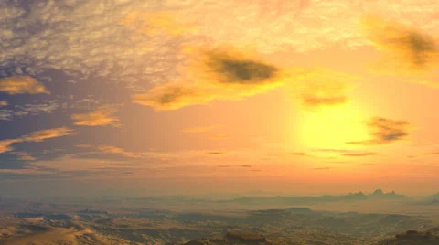Yellow sunset - flying over mountains Stock Footage 34272654