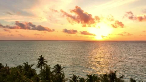 Yellow sunset from Maldives Stock Footage 256080020
