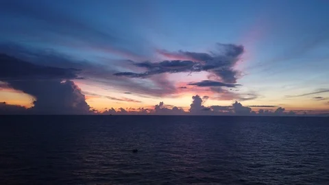 Yellow Sunset in The Middle of The Ocean Stock Footage 111187129