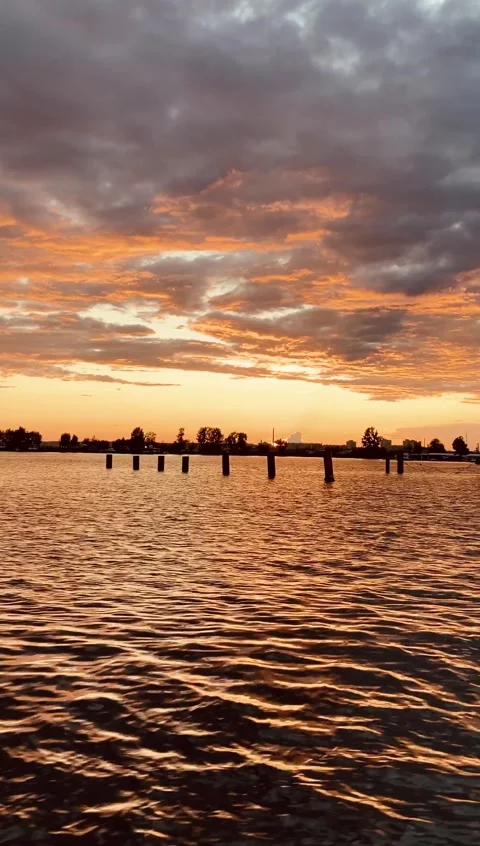Yellow sunset on a river Stock Footage 139772272