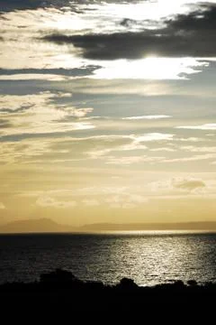 Yellow sunset on Rotorua Lake, Ngongotaha,  New Zealand Stock Photos