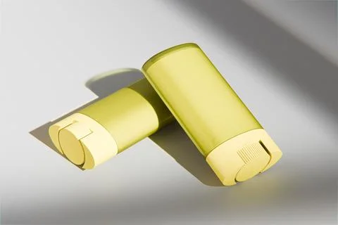 Yellow Sunstick packaging mockup Stock-Illustration