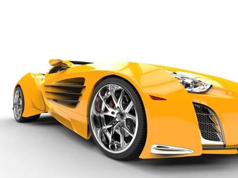 Yellow supercar - closeup - front view 스톡 일러스트