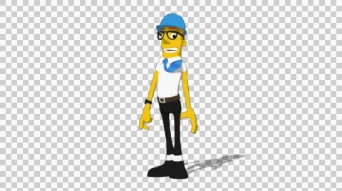 Yellow Supervisor 'Dropped In From Above' Connectable Character Animation Stock Footage 52212402