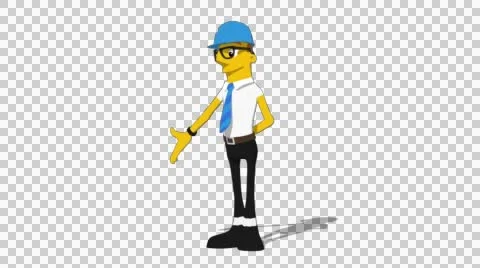 Yellow Supervisor 'Gesture Low Screen Left' Connectable Character Animation Stock Footage 52212354