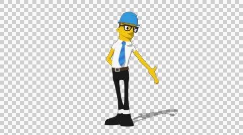 Yellow Supervisor 'Gesture Low Screen Right' Connectable Character Animation Stock Footage 52212475