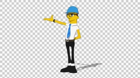 Yellow Supervisor 'Gesture Screen Right' Connectable Character Animation Stock Footage 52212374