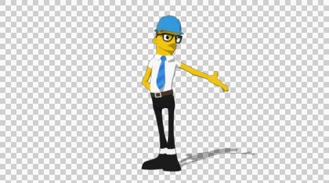 Yellow Supervisor 'Gesture Screen Right' Connectable Character Animation Stock Footage 52212378
