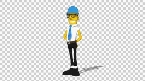 Yellow Supervisor 'Idle Looking Around' Connectable Character Animation Stock Footage 52212548