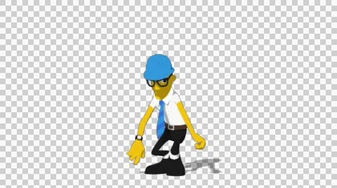 Yellow Supervisor 'Jump Screen Right' Connectable Character Animation Stock Footage 52212414