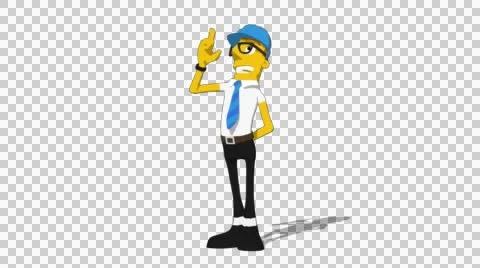 Yellow Supervisor 'Point and Look Up' Connectable Character Animation Stock Footage 52212316