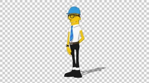Yellow Supervisor 'Press Presentation Clicker' Connectable Character Animation Stock Footage 52212329