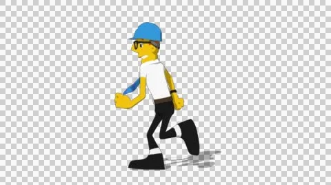 Yellow Supervisor 'Run Screen Left' Connectable Character Animation Video stock 52212331