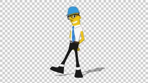 Yellow Supervisor 'Side-step Screen Left' Connectable Character Animation Stock Footage 52212322