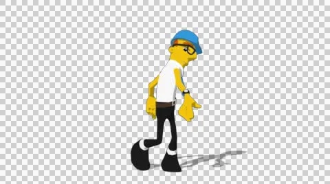 Yellow Supervisor 'Spin Around' Connectable Character Animation Stock Footage 52212426