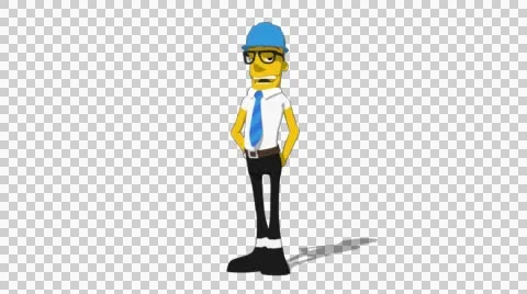 Yellow Supervisor 'Talking with Gestures' Connectable Character Animation Stock Footage 52212391