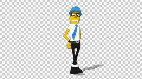 Yellow Supervisor 'Turn and Gesture' Connectable Character Animation Stock Footage 52212433
