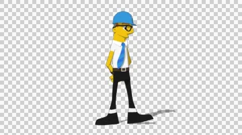 Yellow Supervisor 'Walk with Hands Behind Back Screen Right' Connectable Stock Footage 52212406