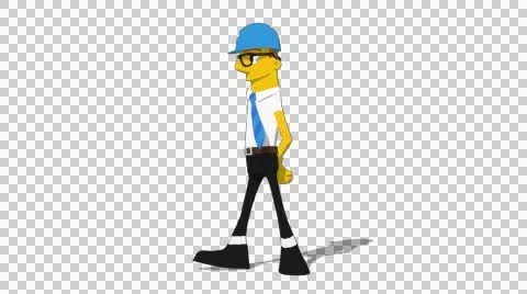 Yellow Supervisor 'Walk with Hands Behind Back Screen Left' Connectable Stock Footage 52212473