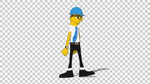 Yellow Supervisor 'Walk Screen Right' Connectable Character Animation Video stock 52212340
