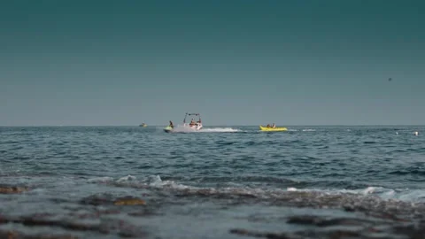 Yellow Surfboards on Ocean Waves Stock Footage 339704318