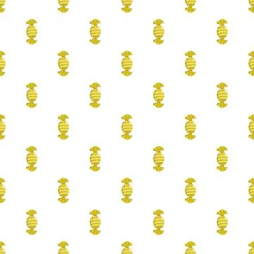 Yellow sweet candy treats pattern on white background Stock Illustration