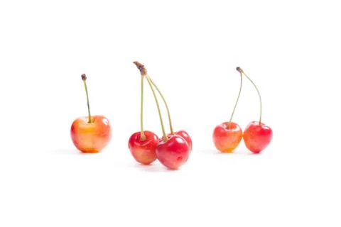 Yellow sweet cherry isolate on white Stock Photos
